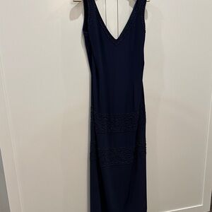 EUC VTG Gorgeous Size 14 Midnight Blue / Beaded Maxi Dress w/ Beading and Shawl